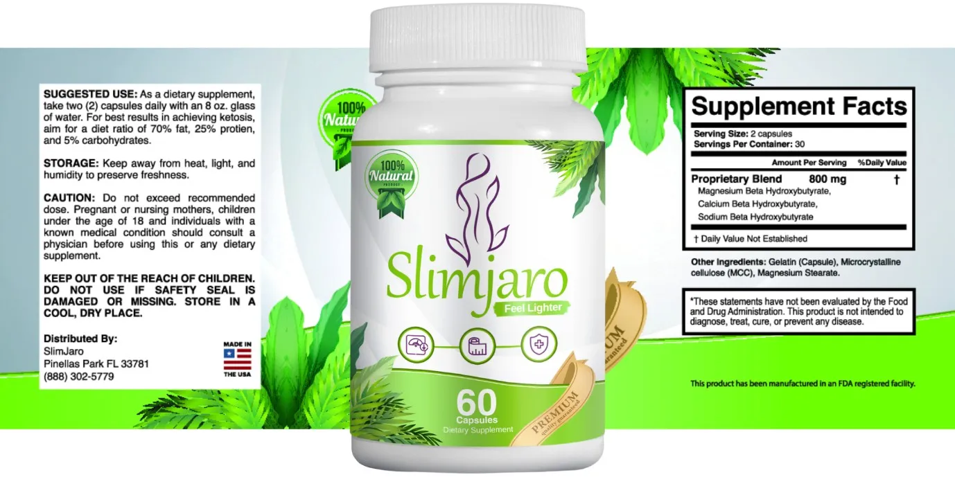 Slimjaro supplement facts label